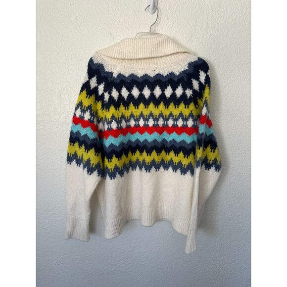 AERIE Quarter Zip Sweater Fair Isle Cozy Soft Thick Chunky Nordic Size Medium - Picture 4 of 10